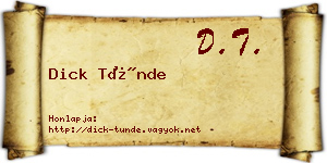Dick Tünde névjegykártya